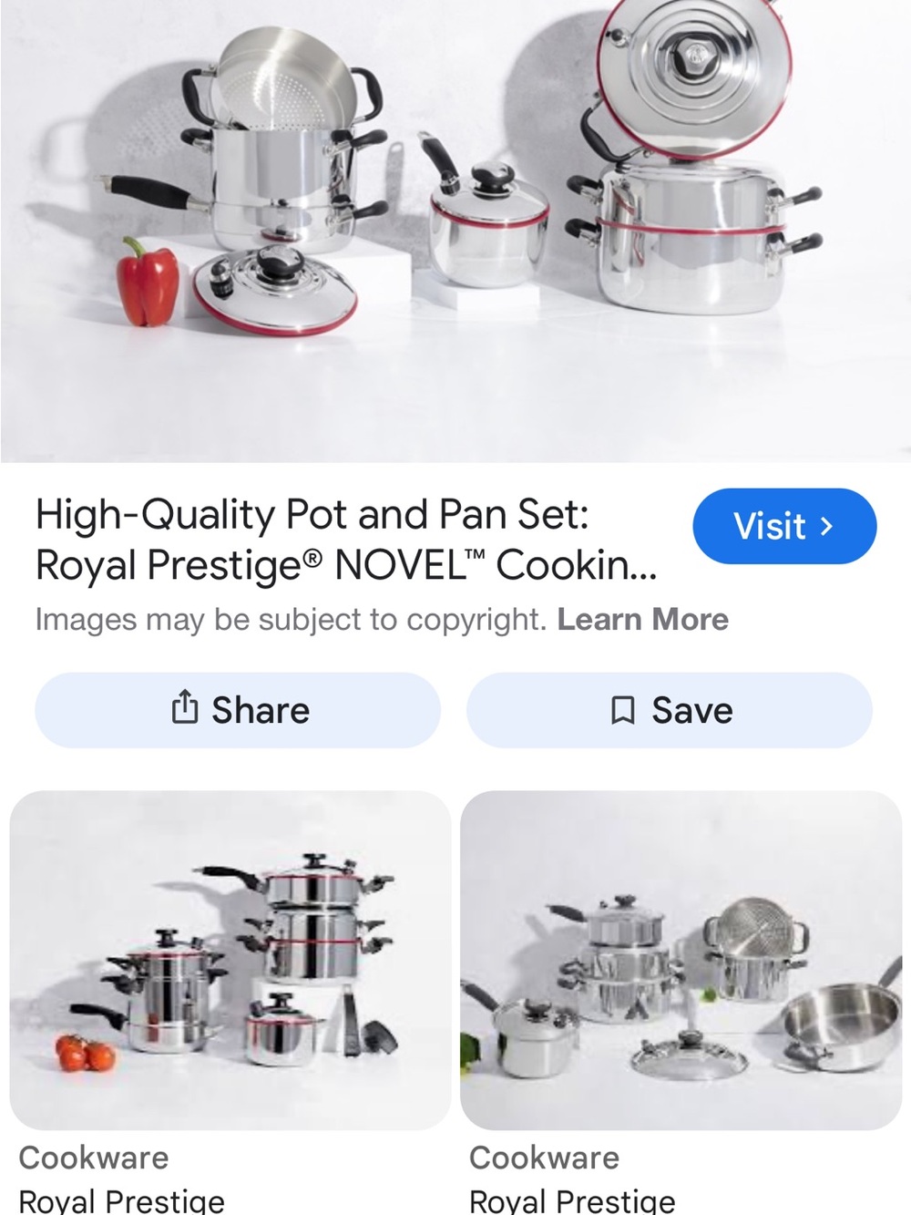 Royal Prestige Stainless Steel Cookware Set with Red Accents 9 pieces new